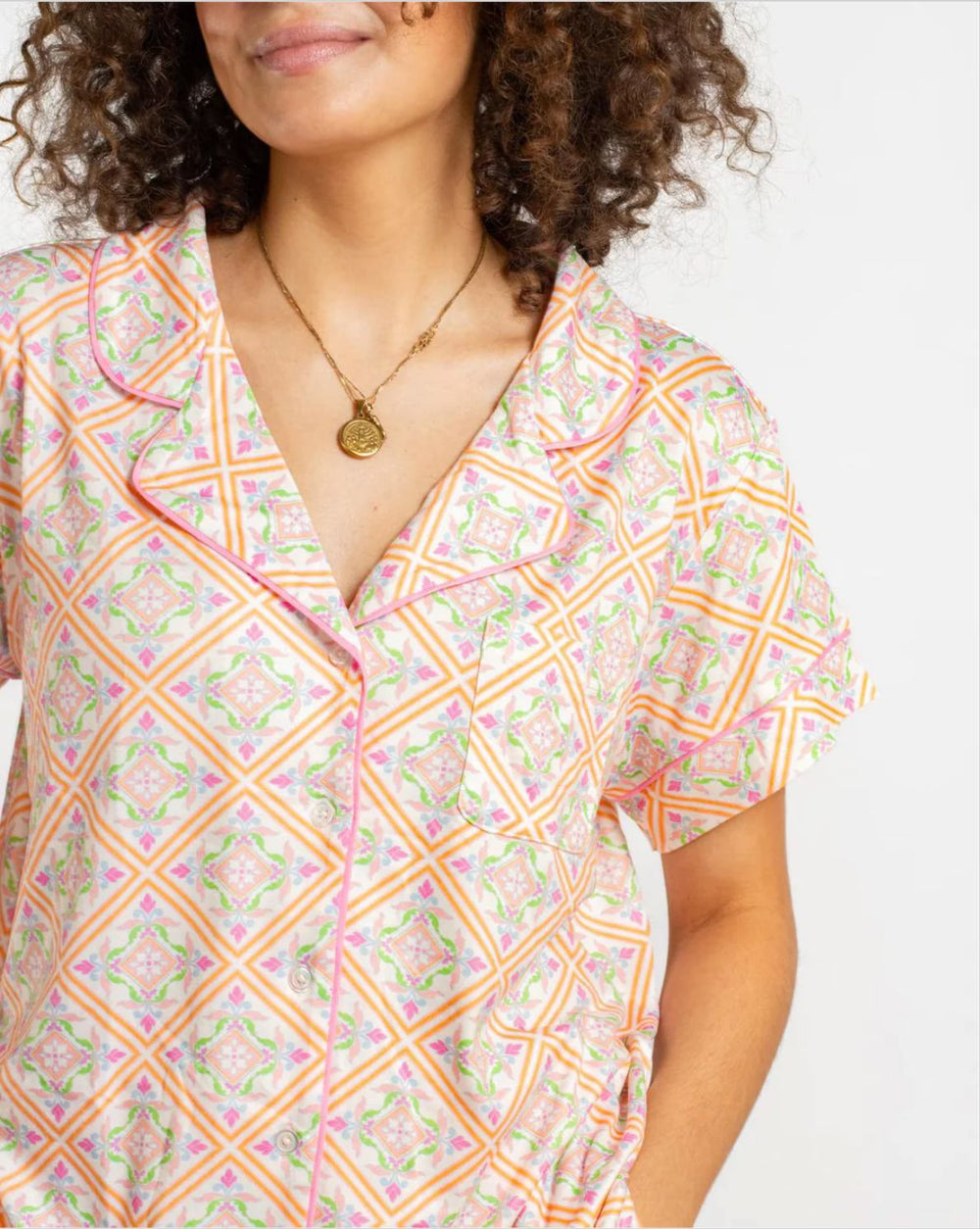 Verona Short Sleeve Button Up Sleep Shirt Womens Pajamas The Royal Standard 