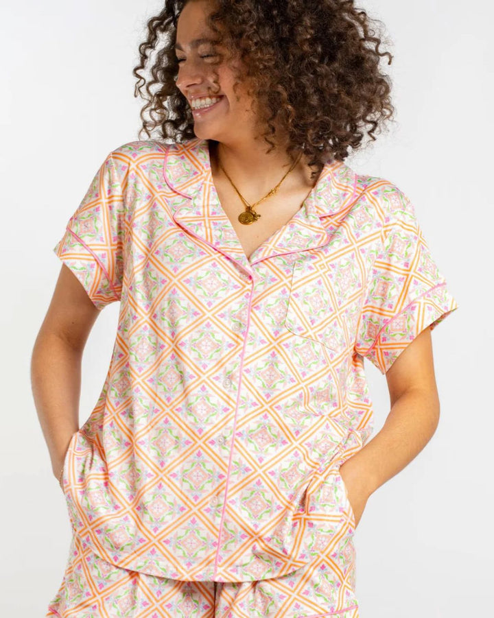 Verona Short Sleeve Button Up Sleep Shirt Womens Pajamas The Royal Standard 