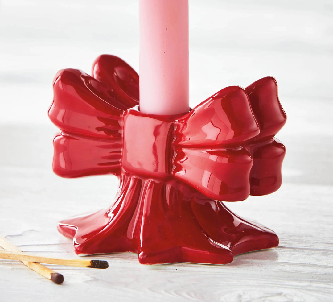 Very Merry Bow Taper Holder Candle Tag True Living 