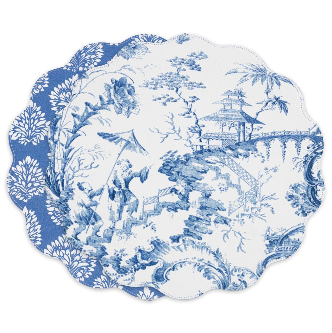 VIDA Chinoiserie Reversible Round Placemats - Blue Placemats Beatriz Ball 
