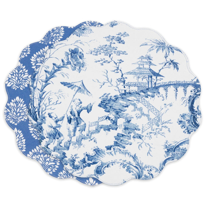 VIDA Chinoiserie Reversible Round Placemats - Blue Placemats Beatriz Ball 