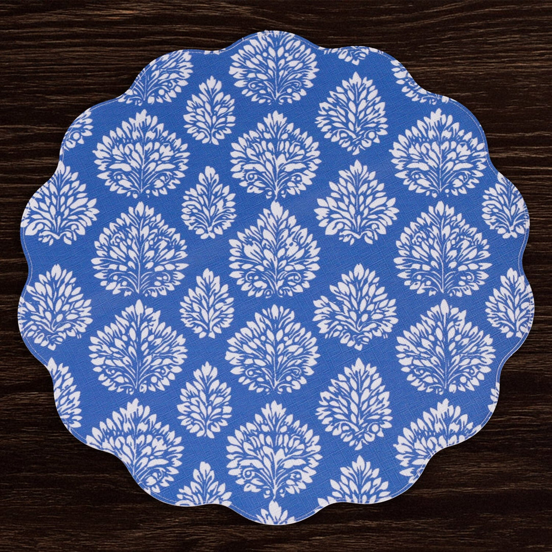 VIDA Chinoiserie Reversible Round Placemats - Blue Placemats Beatriz Ball 