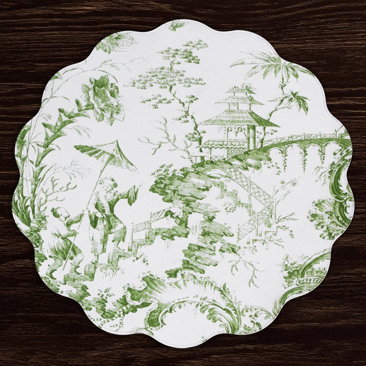 VIDA Chinoiserie Reversible Round Placemats - Green Placemats Beatriz Ball 