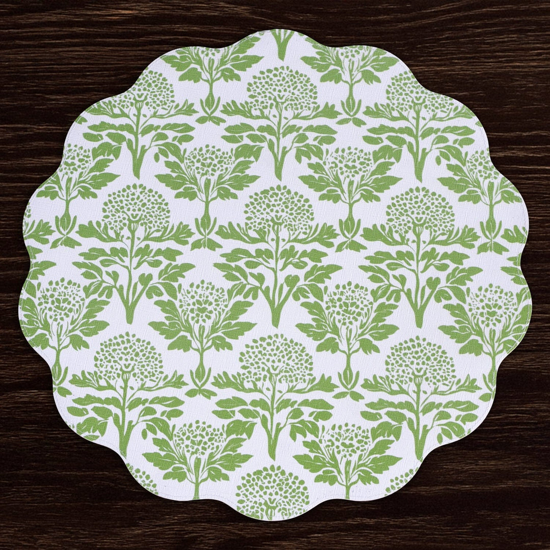 VIDA Chinoiserie Reversible Round Placemats - Green Placemats Beatriz Ball 