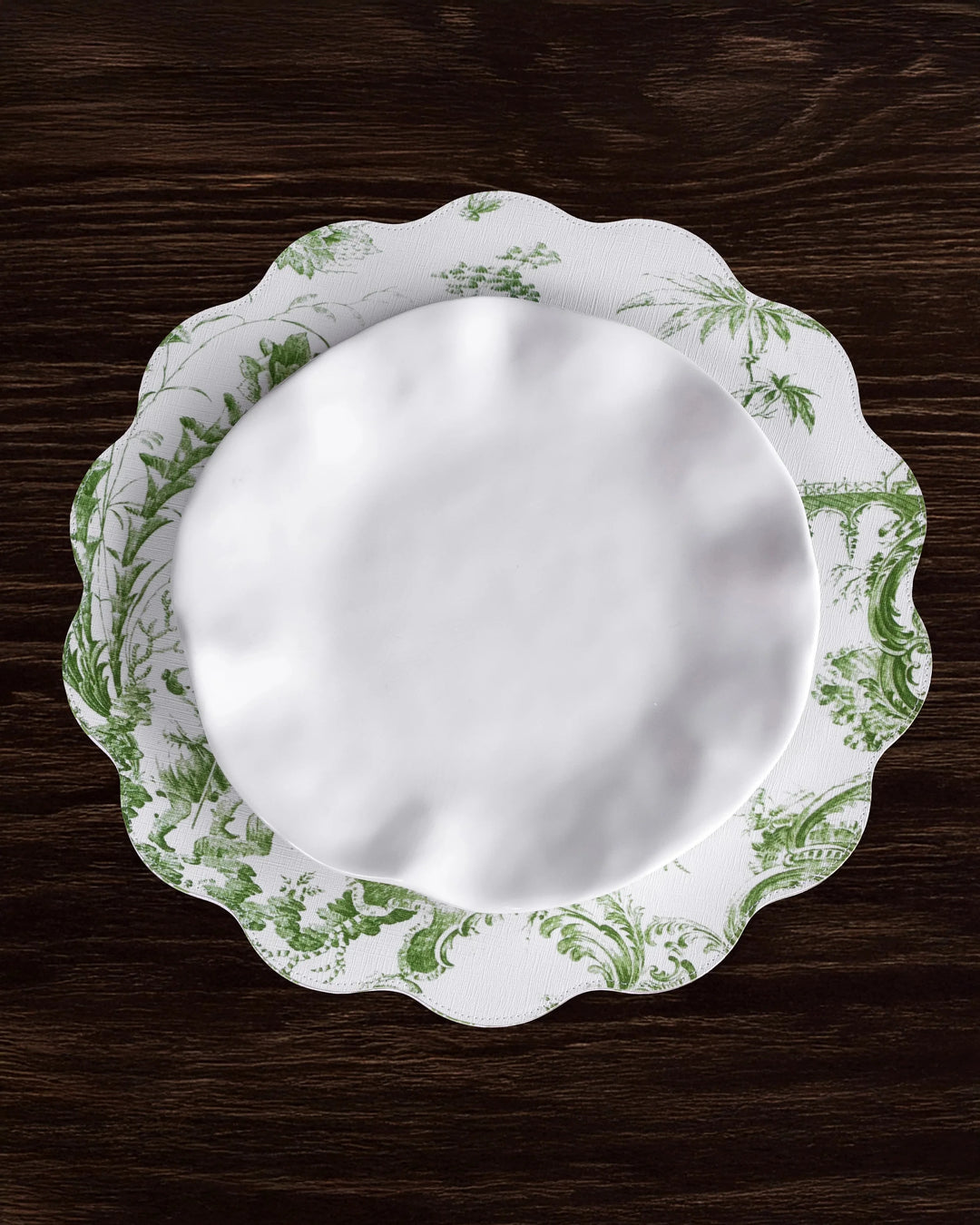 VIDA Chinoiserie Reversible Round Placemats - Set of 4 - Green Placemats Beatriz Ball 