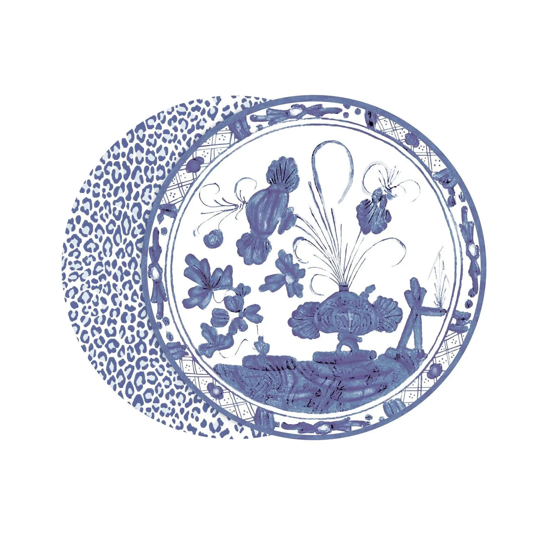 VIDA Faenza and Leopard Blue/White Reversible Placemats - Set of 4 Placemats Beatriz Ball 