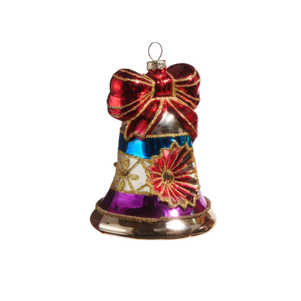 Vintage Bell Ornaments Christmas Ornament RAZ Red and Gold Bow 
