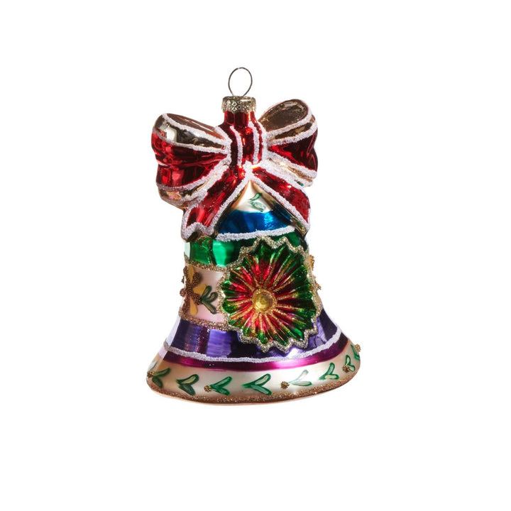 Vintage Bell Ornaments Christmas Ornament RAZ Red and Silver Bow 
