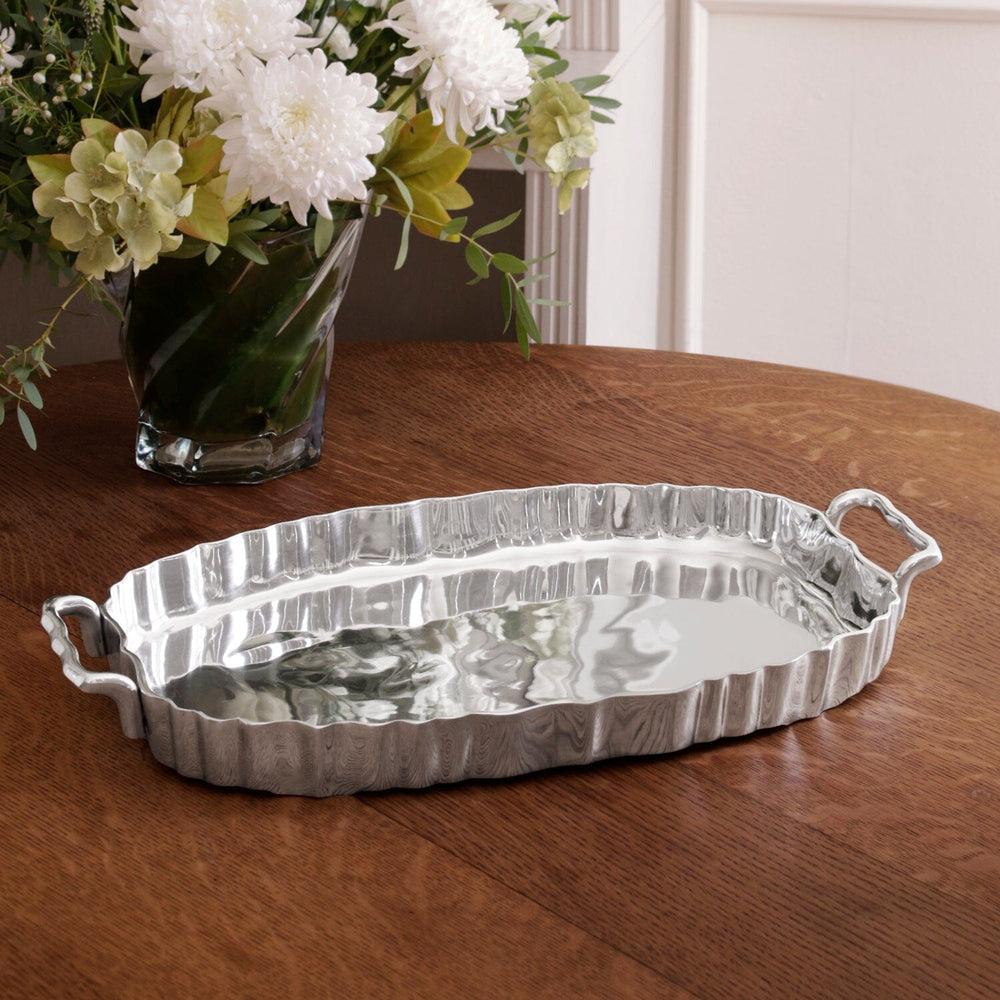 VINTAGE Fluted Oval Tray with Handles Decorative Tray Beatriz Ball 