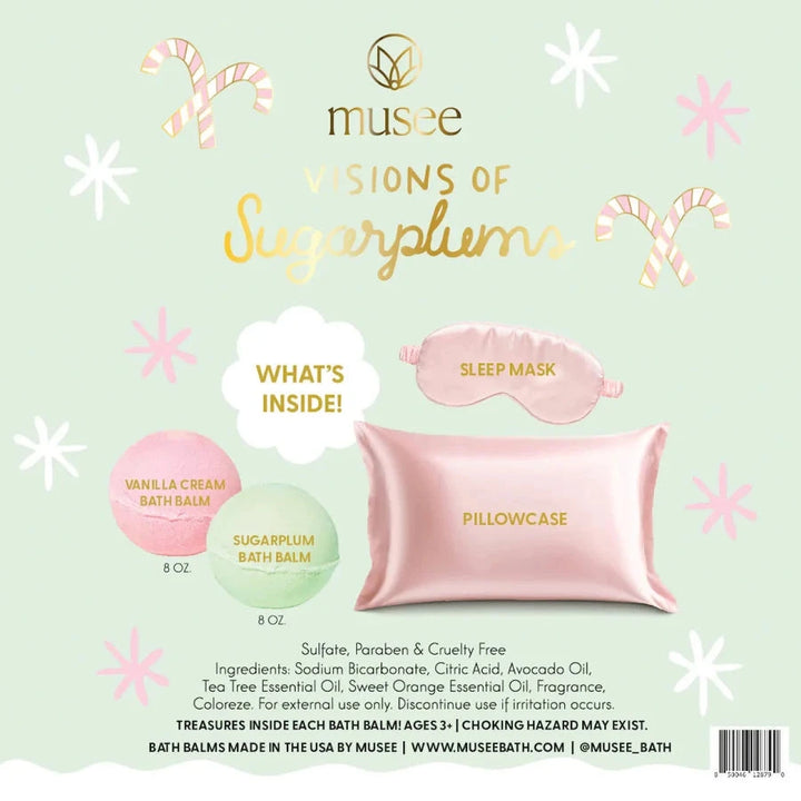 Visions Of Sugarplum Bath Balm, Pillowcase & Eye Mask Set Bath Bomb Musee 