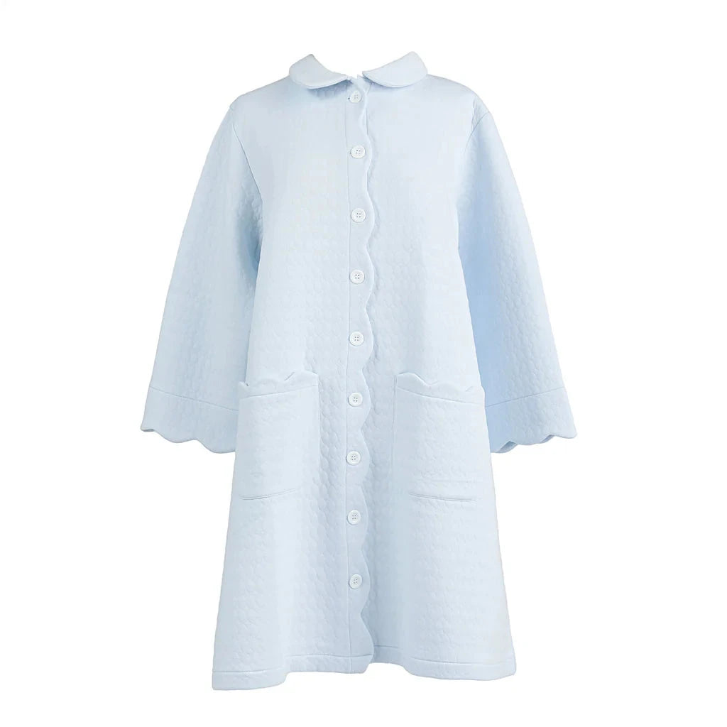 Vivian Diamond Pique Button Front Robe - Blue Womens Robes Lenora 
