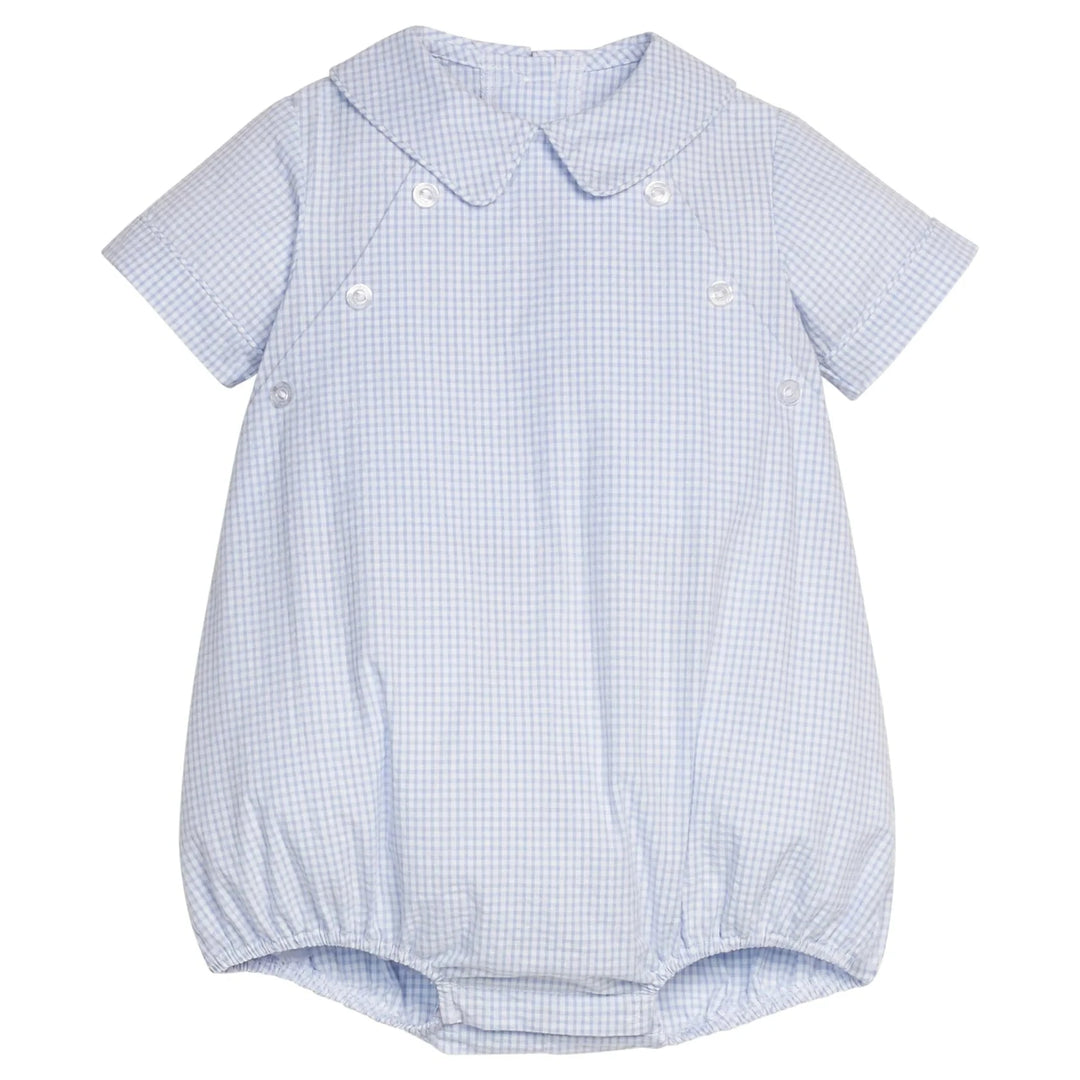 Walker Bubble - Light Blue Seersucker Gingham Boy Bubble Little English 
