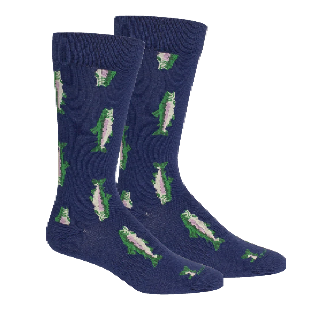 Watauga- Insignia Blue Mens Socks Brown Dog 