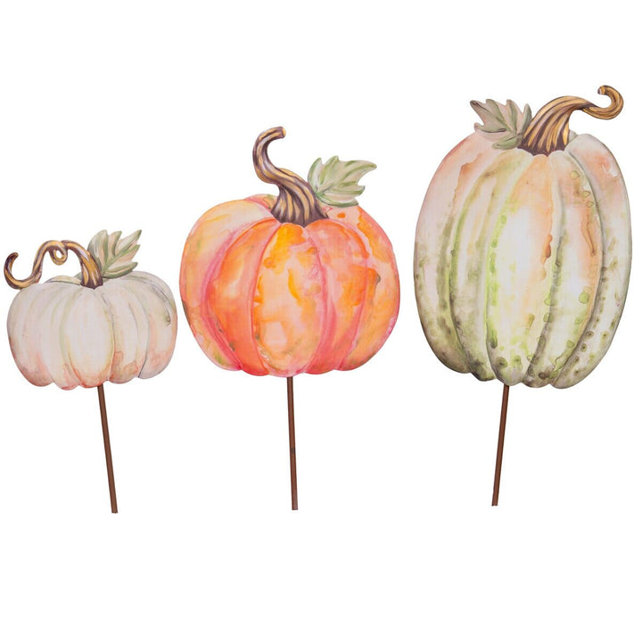 Water Color Pumpkin Stakes Fall Decor Round Top Collection 