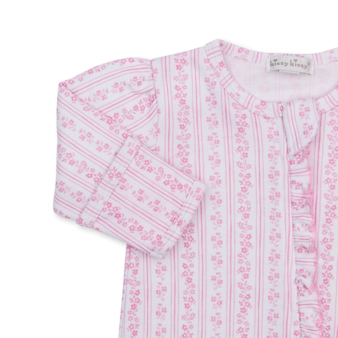 Watercolor Floral Stripes Zip Footie Girl Footie Kissy Kissy 
