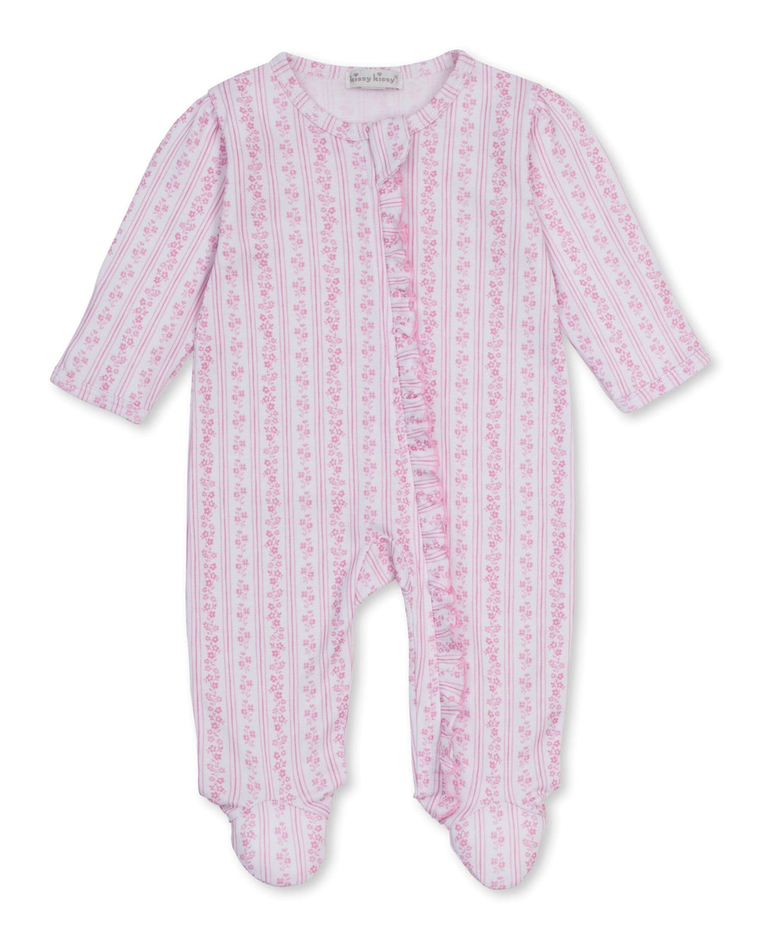 Watercolor Floral Stripes Zip Footie Girl Footie Kissy Kissy 