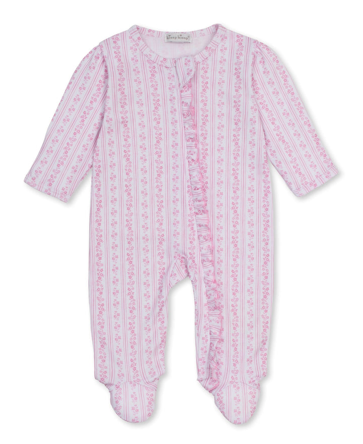 Watercolor Floral Stripes Zip Footie Girl Footie Kissy Kissy 