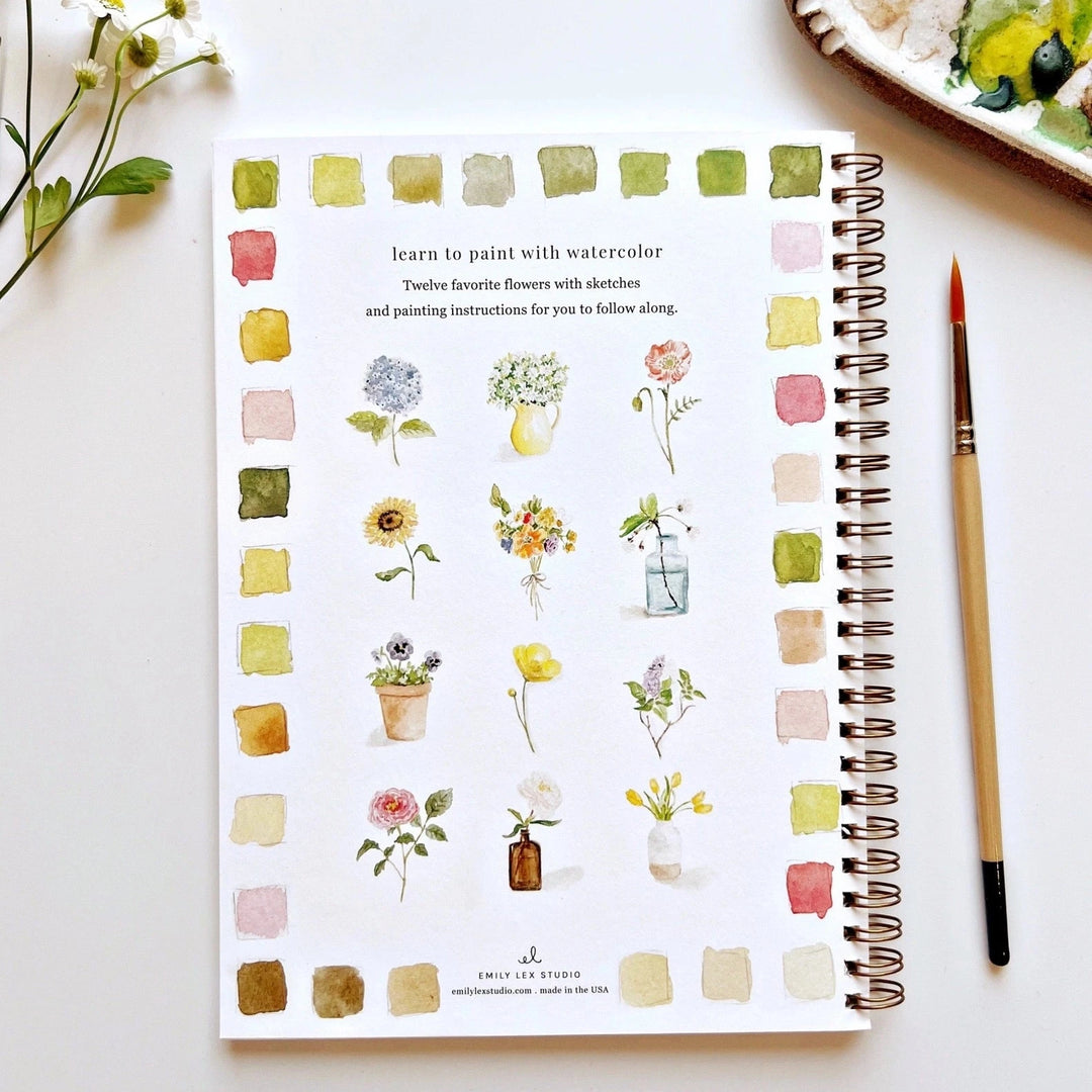 Watercolor Workbook - Flowers Toy Craft Kits Emily Lex Studio 