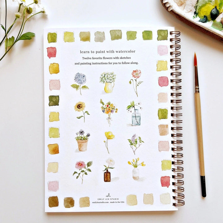 Watercolor Workbook - Flowers Toy Craft Kits Emily Lex Studio 