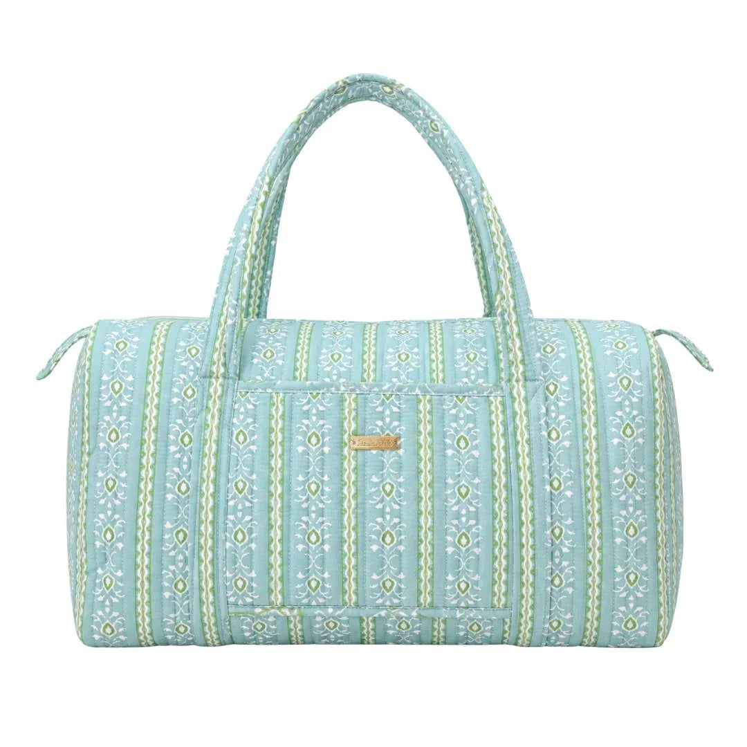 Weekender Duffle Bag - Rosemary Stripe Blue Duffle Bag Laura Park Design 