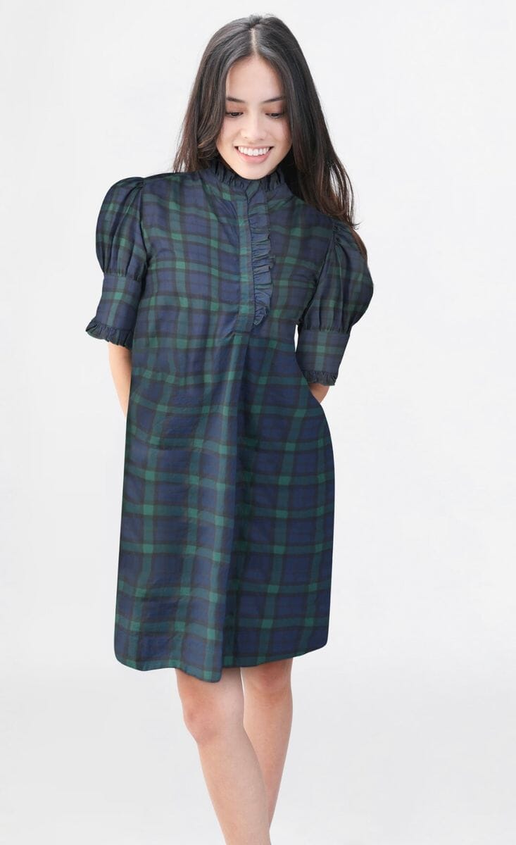 Westport Dress - Navy Tartan Womens Dress Navy Bleu 