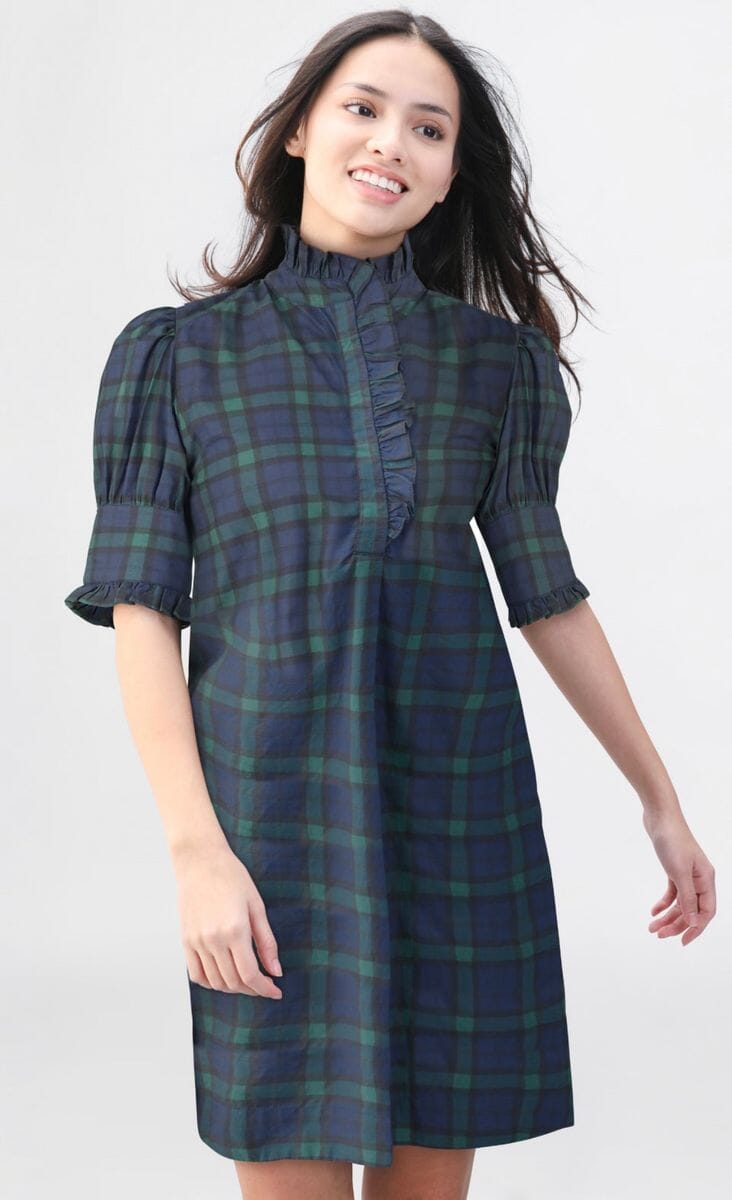 Westport Dress - Navy Tartan Womens Dress Navy Bleu 