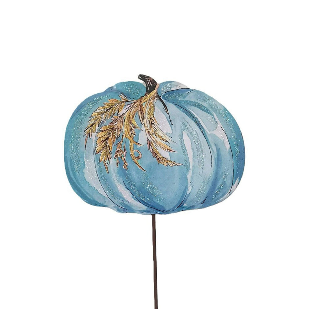 Whimsical Wheat Pumpkin Stakes Fall Decor Round Top Collection Blue 