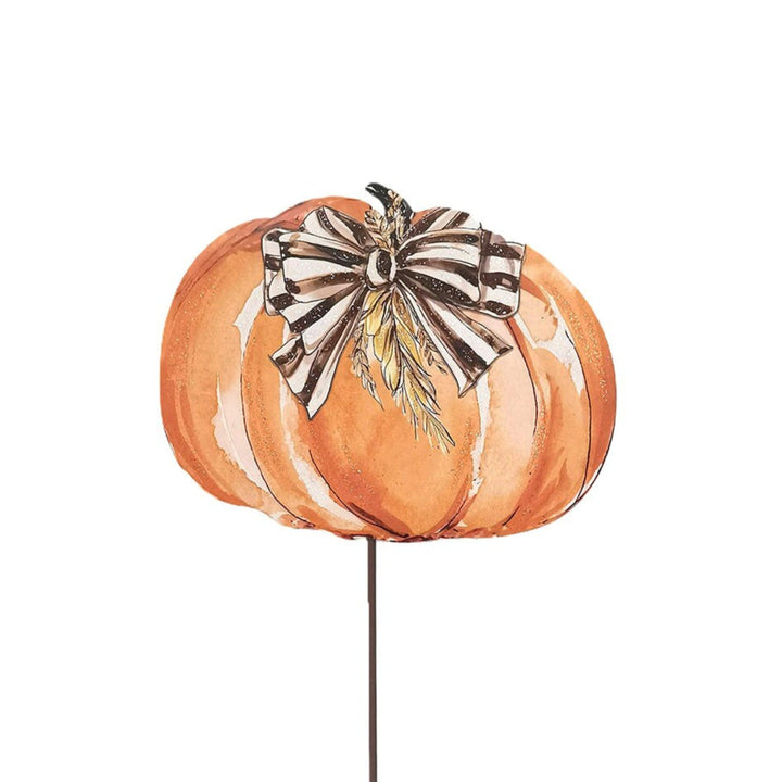 Whimsical Wheat Pumpkin Stakes Fall Decor Round Top Collection Orange 