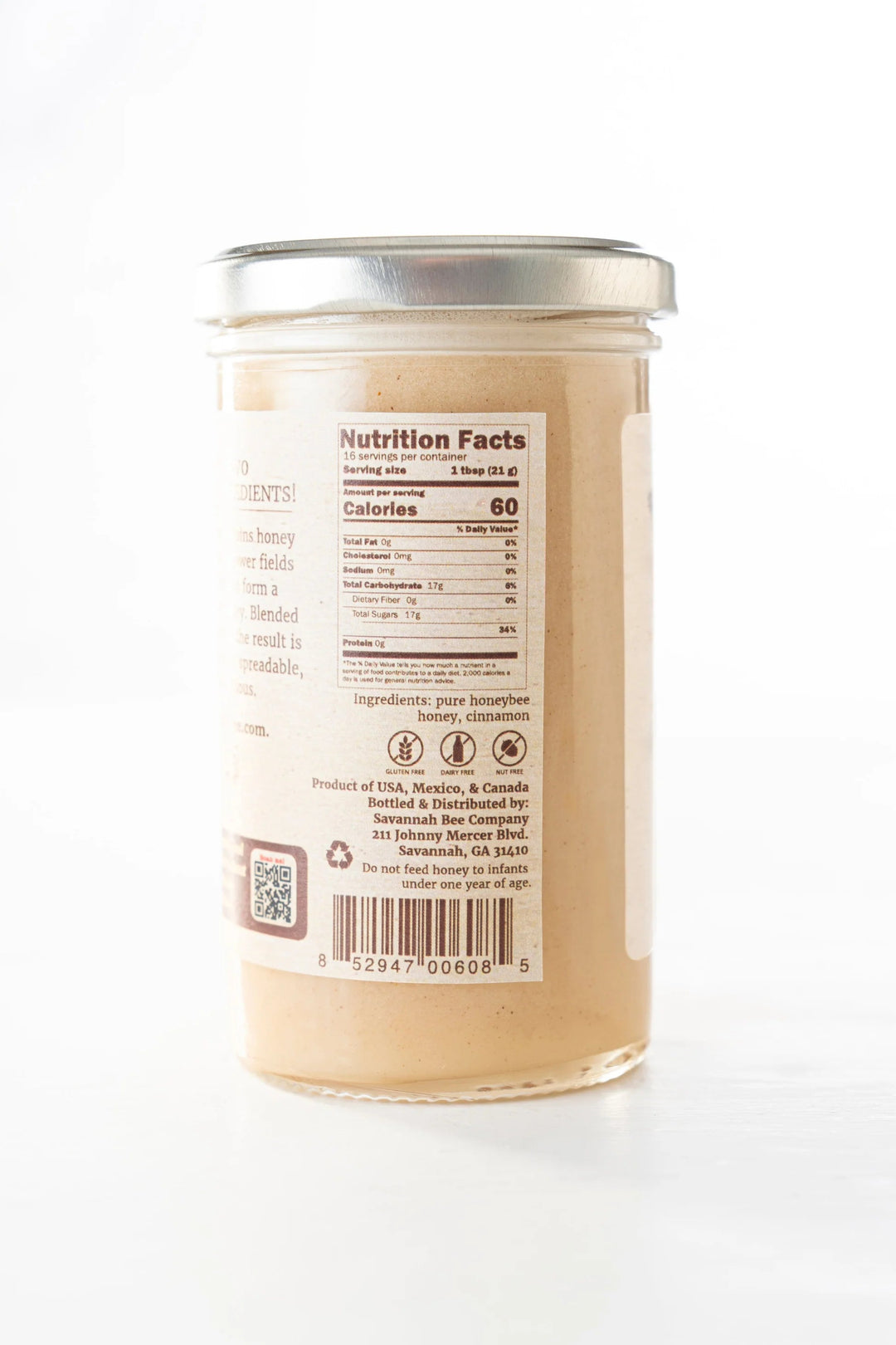 Whipped Honey with Cinnamon - 12oz Food Savannah Bee Company 