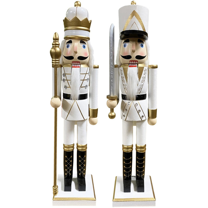 White and Gold Nutcrackers Christmas Decor Santa's Workshop 