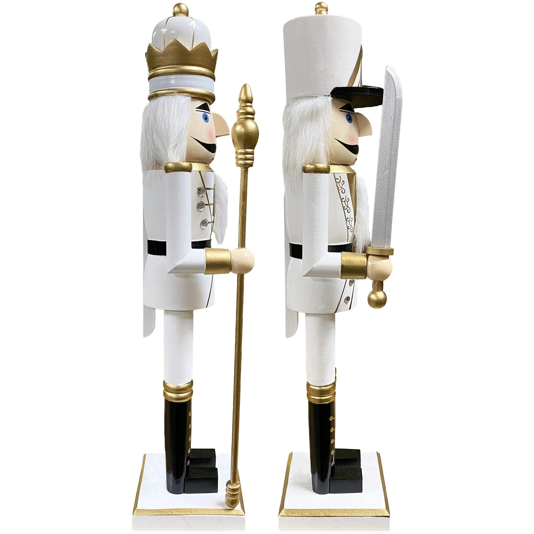 White and Gold Nutcrackers Christmas Decor Santa's Workshop 
