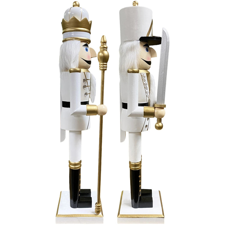 White and Gold Nutcrackers Christmas Decor Santa's Workshop 