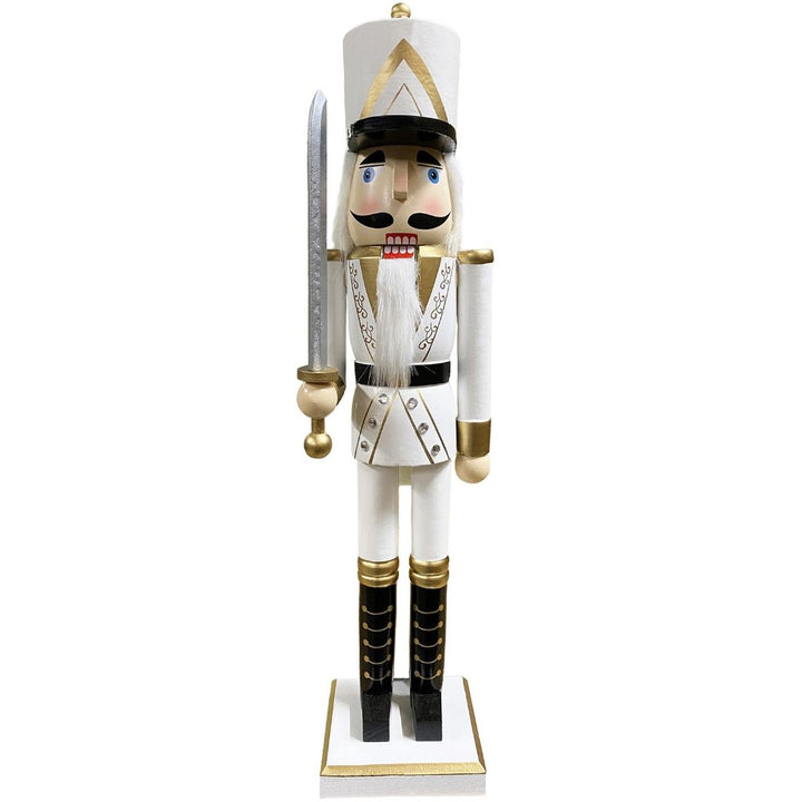 White and Gold Nutcrackers Christmas Decor Santa's Workshop Guard 