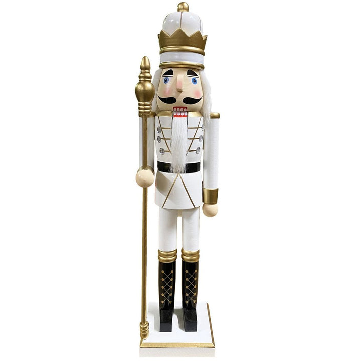 White and Gold Nutcrackers Christmas Decor Santa's Workshop King 