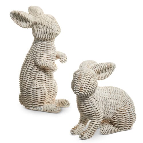 White Basketweave Rabbits Easter Decorations RAZ 