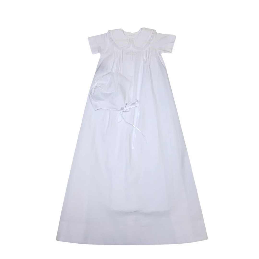 White Eastyn Christening Gown with Cross Embroidery Girl Gown Remember Nguyen - Baby Sen 