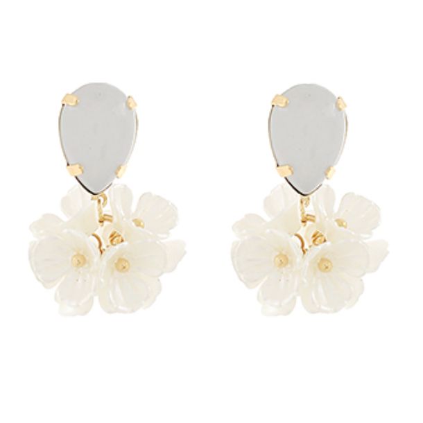 White Opal Floral Earrings Womens Earrings Golden Stella 
