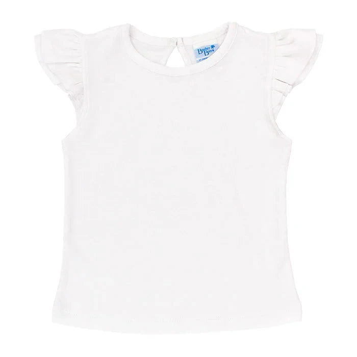 White Ruffle Sleeve Girl Shirt Girl Shirt Bailey Boys 