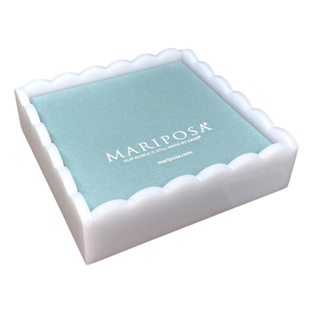 White Scalloped Acrylic Cocktail Napkin Holder Cocktail Napkins Mariposa 