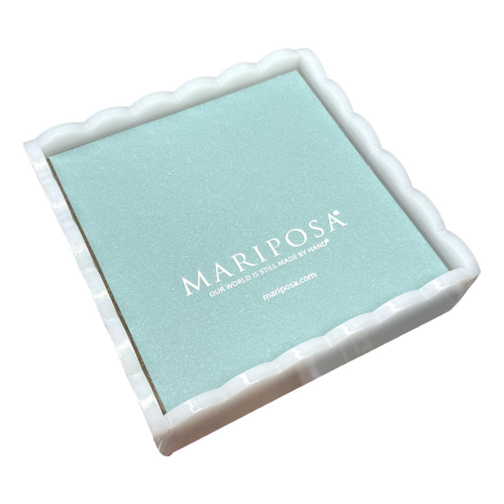 White Scalloped Acrylic Cocktail Napkin Holder Cocktail Napkins Mariposa 