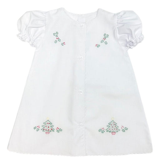 White Scalloped Christmas Tree Girl Gown Baby Gown Auraluz 