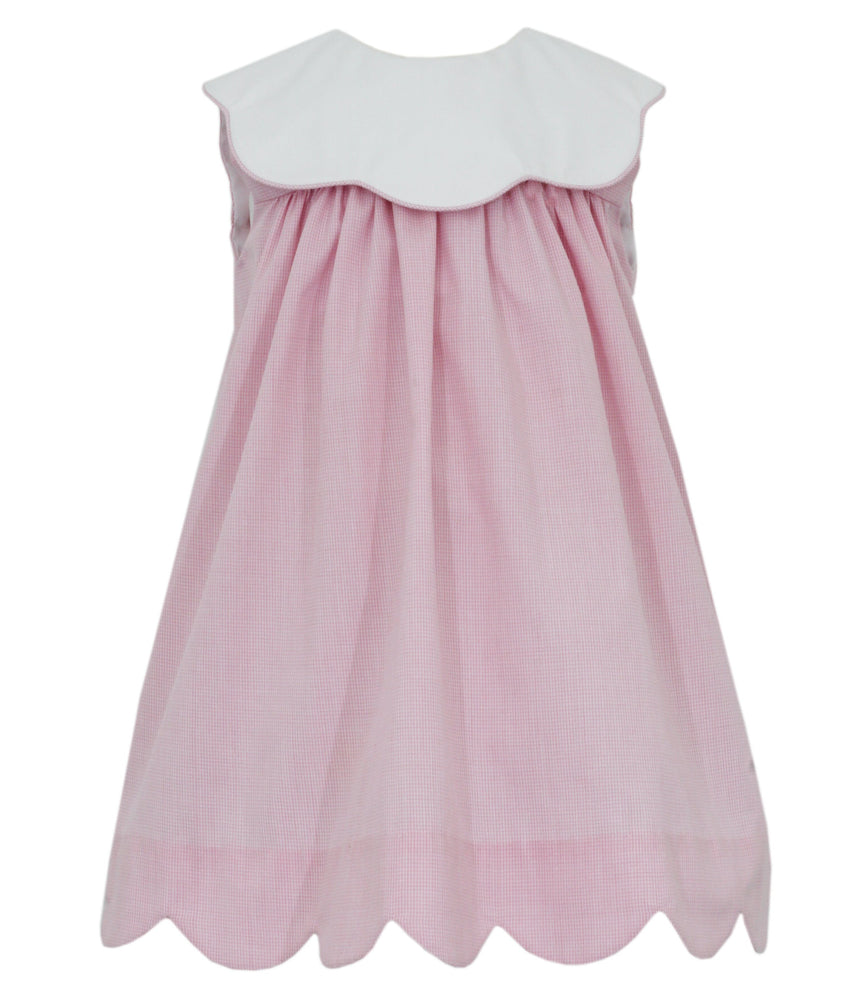 White Scalloped Collar Dress - Pink Girl Dress Petit Bebe 