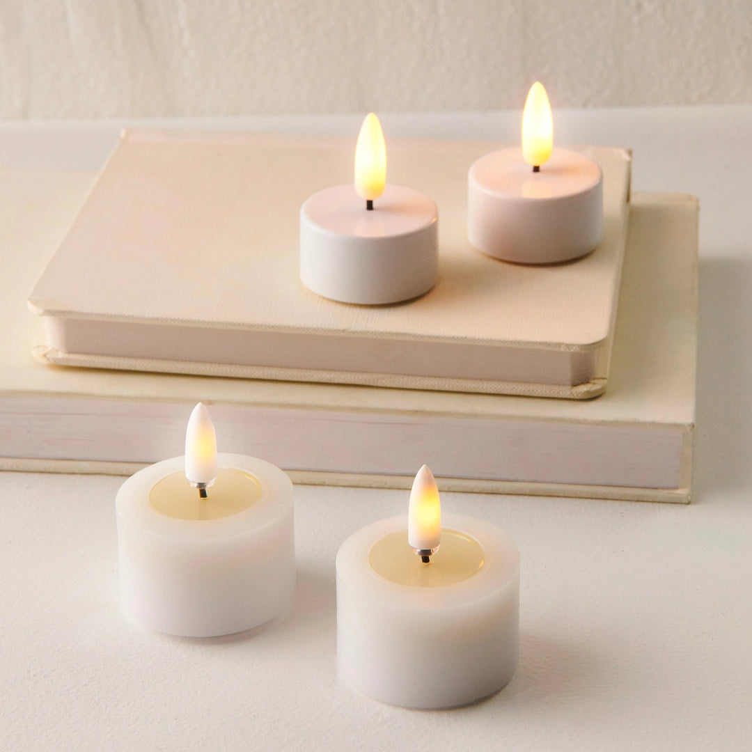 White Tealights with Melted Top Flameless Candles Electric candle RAZ 