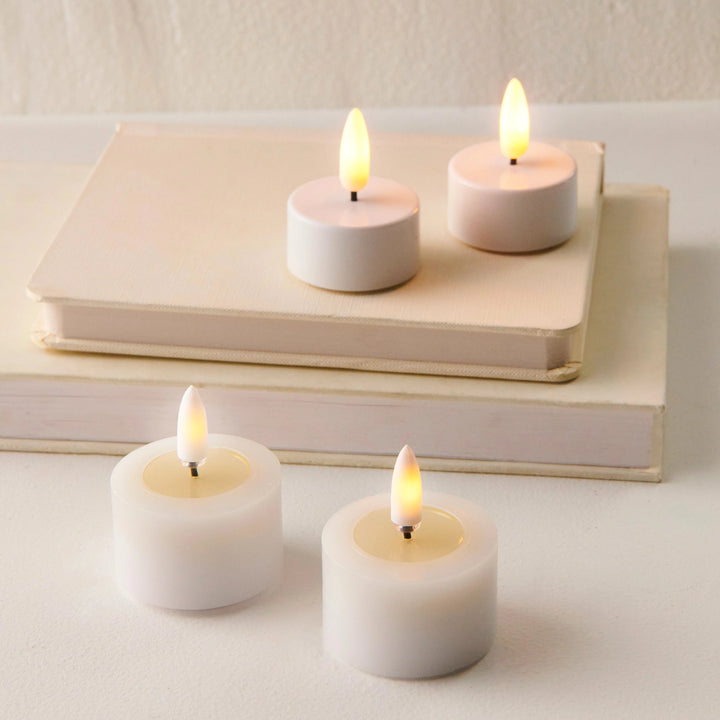 White Tealights with Melted Top Flameless Candles Electric candle RAZ 