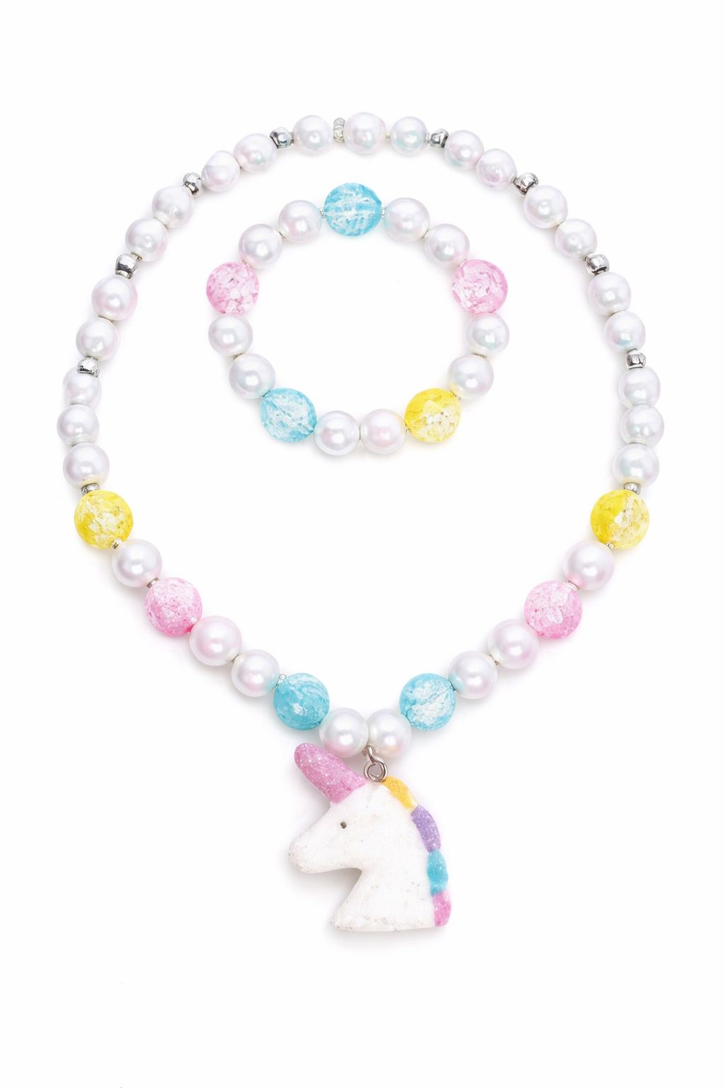 White Unicorn Necklace Bracelet Set Girl Bracelet Great Pretenders 