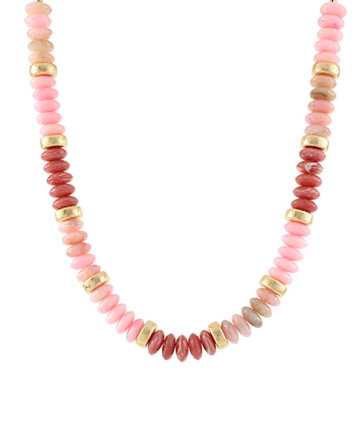 Wide Colorful Beaded Necklaces Womens Necklace Golden Stella Pink 