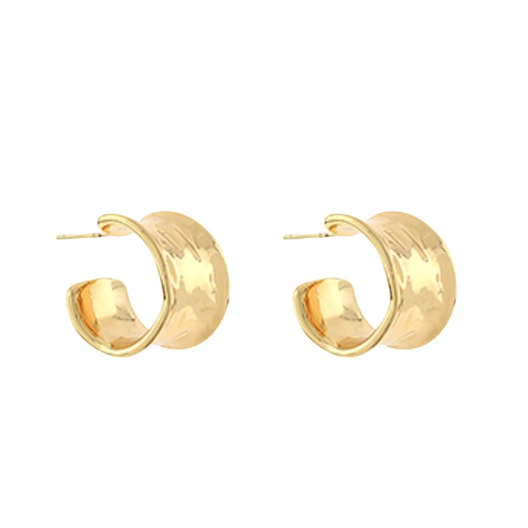 Wide Curved Hoops Womens Earrings Golden Stella 