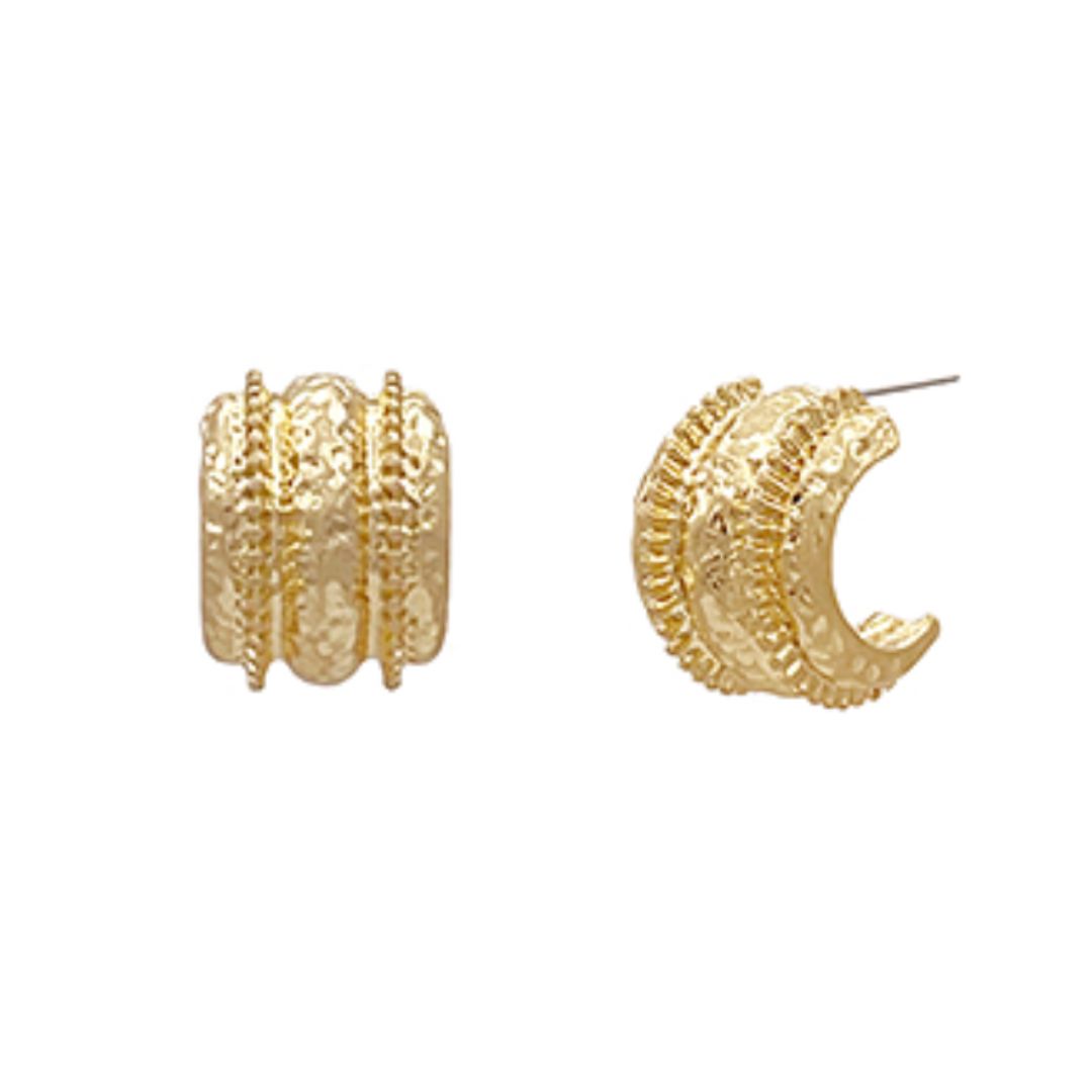 Wide Textured Hoops Womens Earrings Golden Stella 