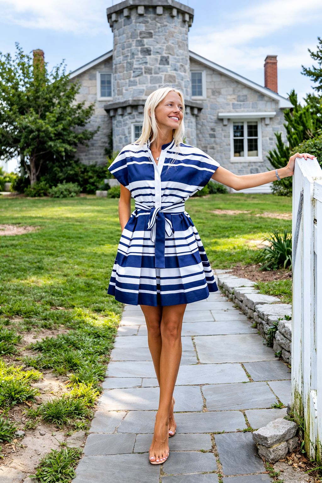 Winnie Dress - Navy Stripes Womens Dress Navy Bleu 