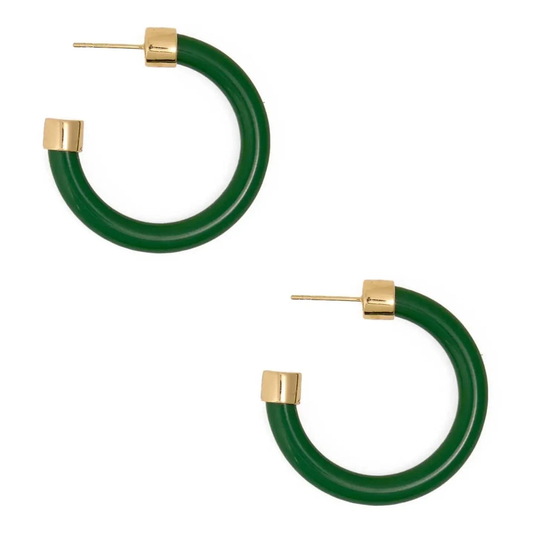 Winona Shiny Resin Hoop Earrings - Green Womens Earrings Ink and Alloy 